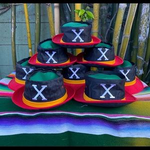 Vintage Malcom X bucket hat rasta colors black power 80s hip hop original.
